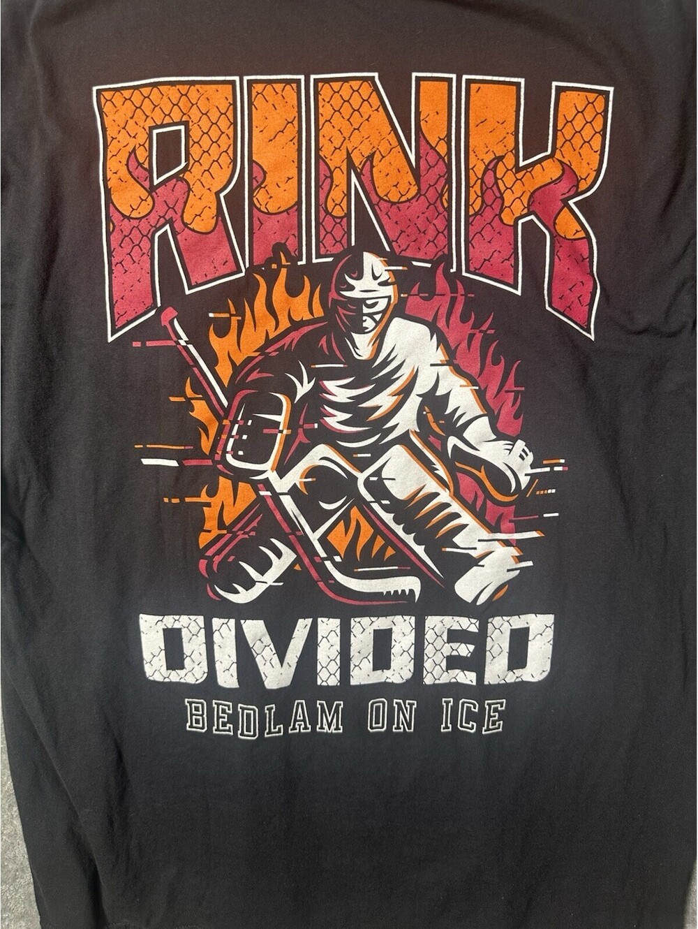Tulsa Oilers Rink Divided Bedlam On Ice Pocket T Shirt XL Black Hockey Tee